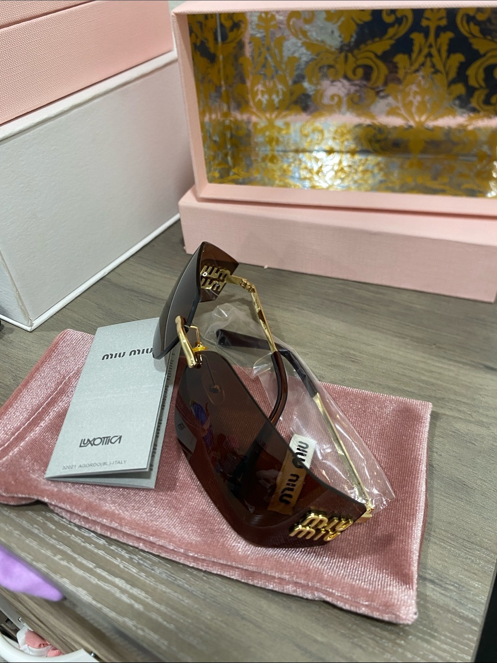 Miu Miu Brown Rimless Shield Sunglasses - Picture 2 of 6